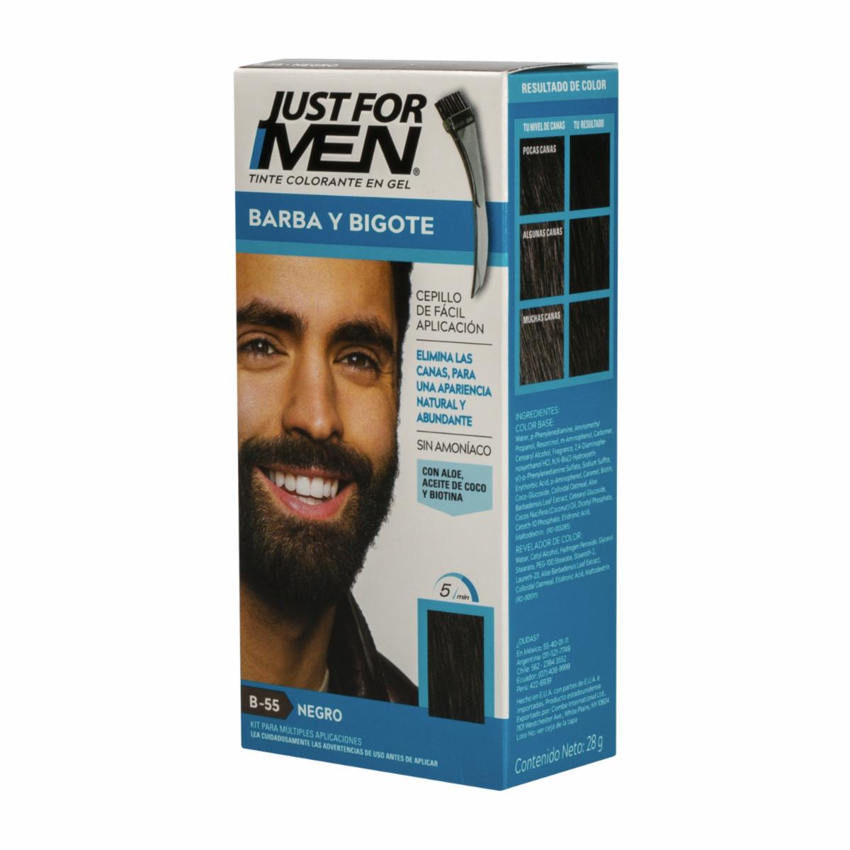 Tinte Para Barba Y Bigote En Gel Sin Amoníaco N° B-55 Negro JUST FOR MEN 1 Kit