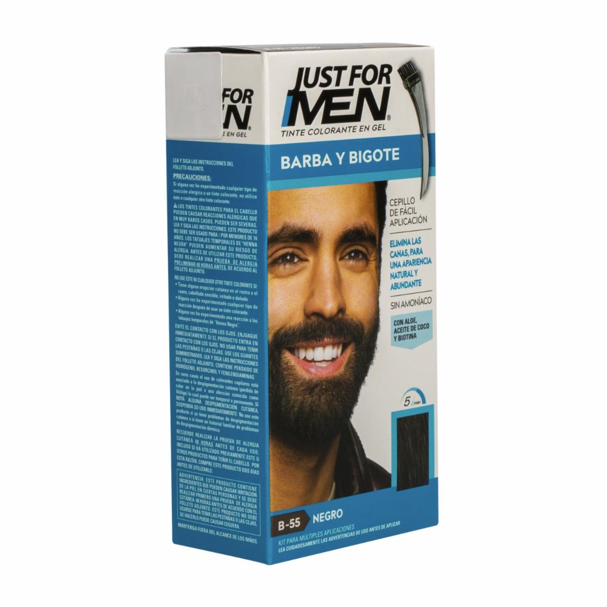 Tinte Para Barba Y Bigote En Gel Sin Amoníaco N° B-55 Negro JUST FOR MEN 1 Kit