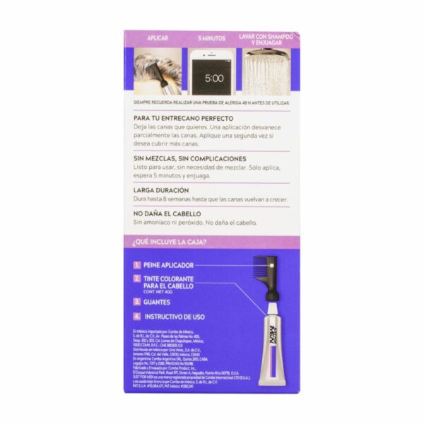 Tinte Para Cabello Control Gradual N° T-45 Castaño Oscuro JUST FOR MEN 1 Kit + Peine - Imagen 2