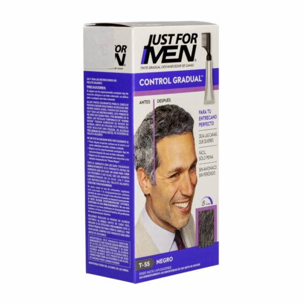 Tinte Para Cabello Control Gradual N° T-55 Negro JUST FOR MEN 1 Kit + Peine - Imagen 4