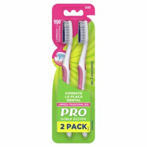 Cepillo Dental Doble Acción Cerdas Duras Limpieza Tradicional 900 PRO 1x2 Unidades