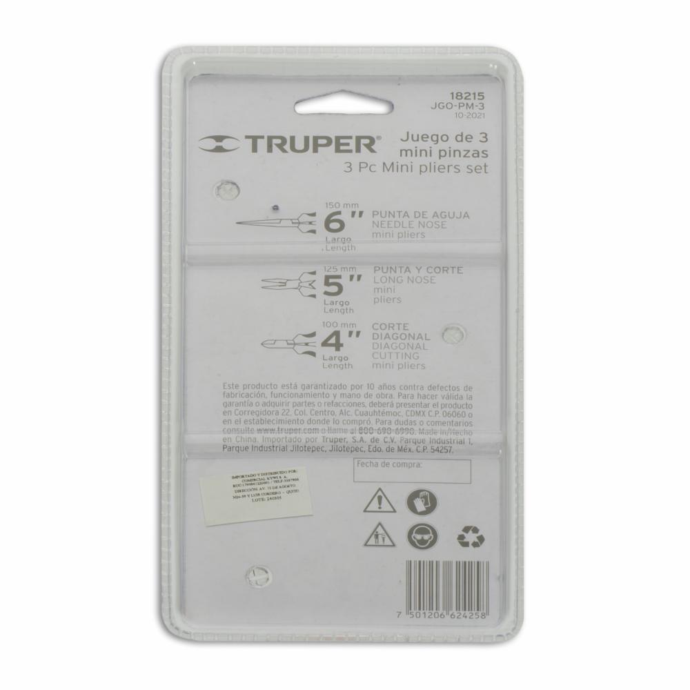 Juego De 3 Piezas Con Minipinzas Confort Grip TRUPER Unidad - Imagen 2
