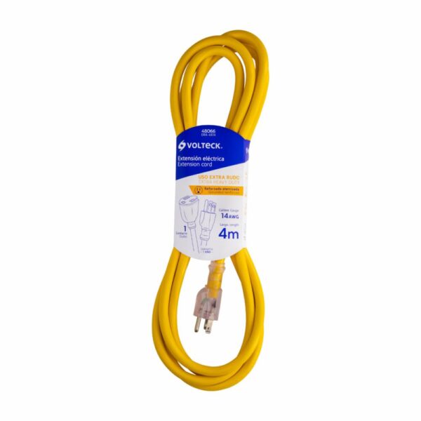 Extencion Electrica Color Amarillo 3 Tomas VOLTECK 4 Metros