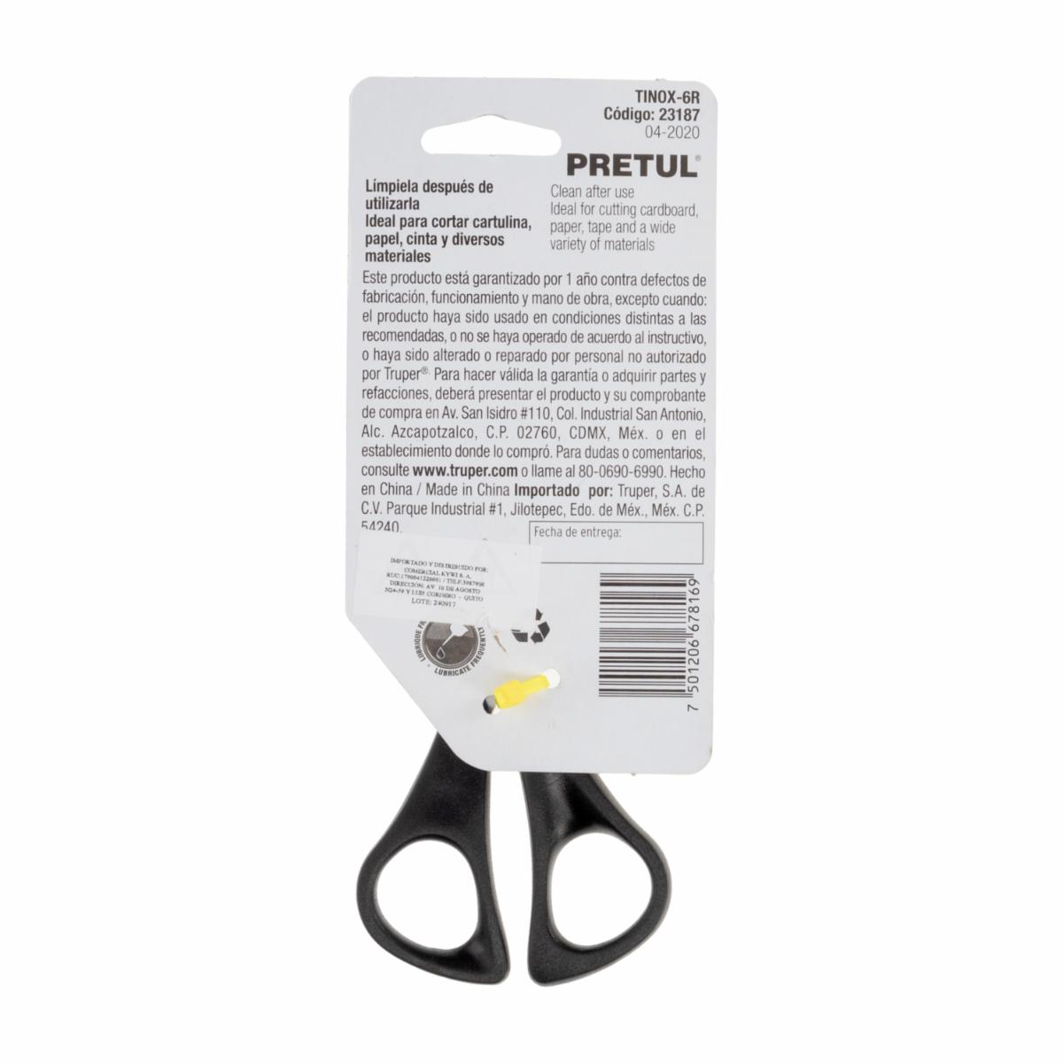 Tijera De Acero Inoxidable Negra PRETUL 6″