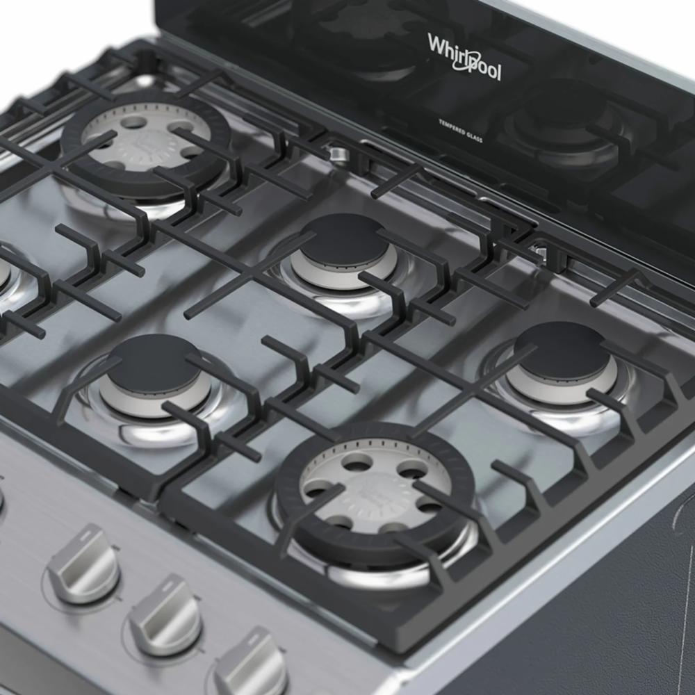 Cocina A Gas 30" Inox LWFR3320D WHIRLPOOL 6 Quemadores - Imagen 3