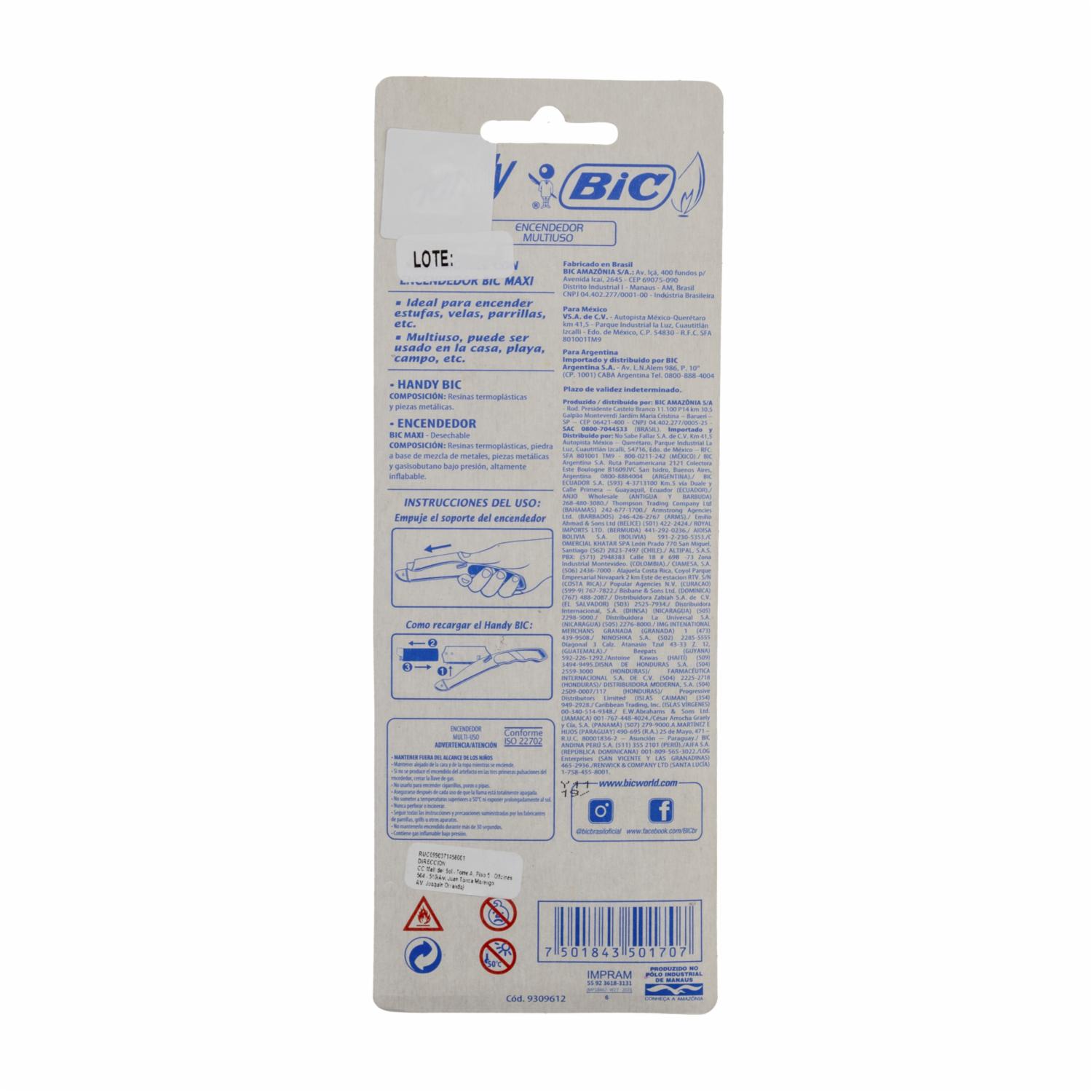 Encendedor A Gas Multiuso Handy Maxi BIC Unidad