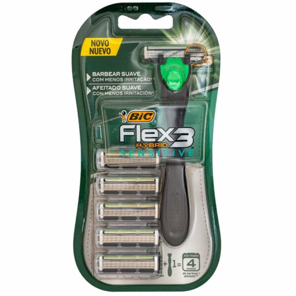 Afeitadora Desechable Caballero Hybrid Flex 3 Sensitive BIC 1+ 5 Repuestos