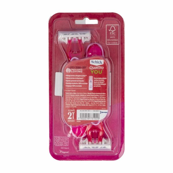 Afeitadora Para Dama Quattro You Raspberry SCHICK X2 Uds