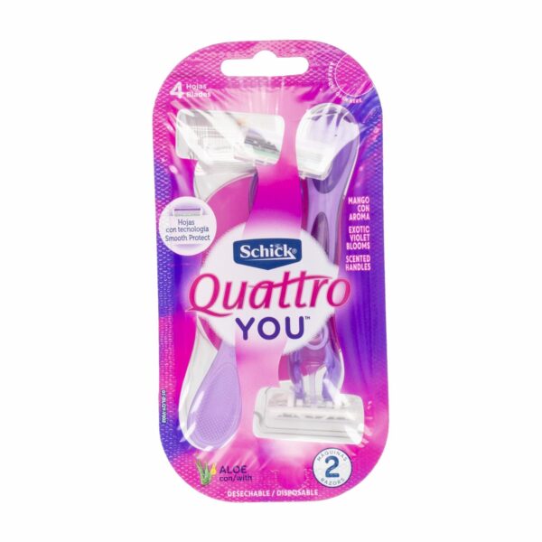 Afeitadora Desechable Dama Quattro You Con Aloe SCHICK 2 Uds - Imagen 2