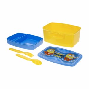 Recipiente Sanduchero Con Cubiertos Diseño Minions 4 FUN KIDS 21X8 Cm