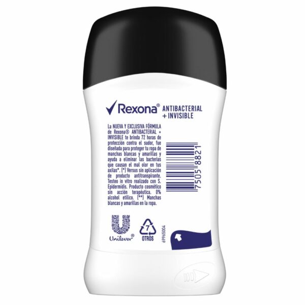 Desodorante En Barra Invisible Antibacterial REXONA 50 G - Imagen 2