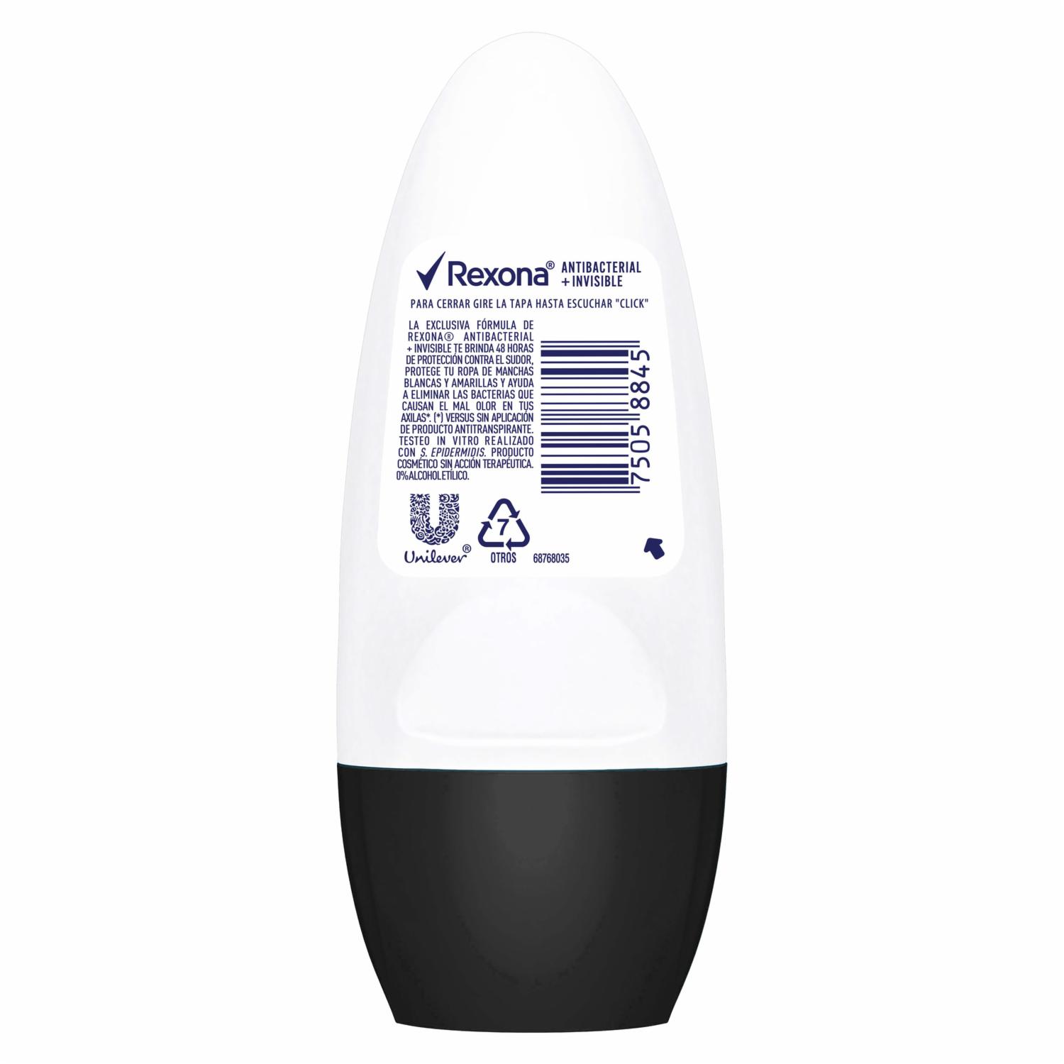 Desodorante Roll On Women Invisible Antibacterial REXONA 50 Ml - Imagen 2