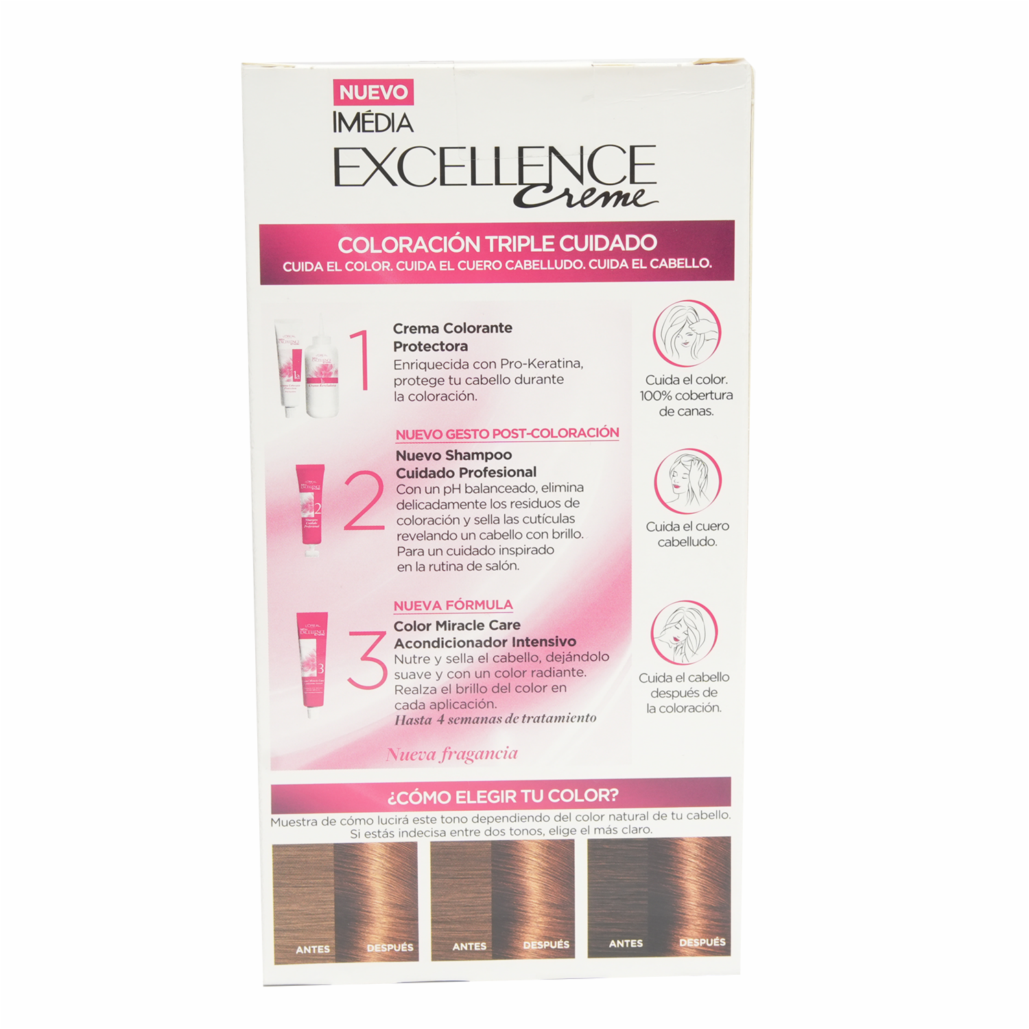 Tinte Para Cabello Tono 6.34 Rubio Oscuro Chocolate EXCELLENCE L'ORÉAL PARIS 1 Kit - Imagen 4