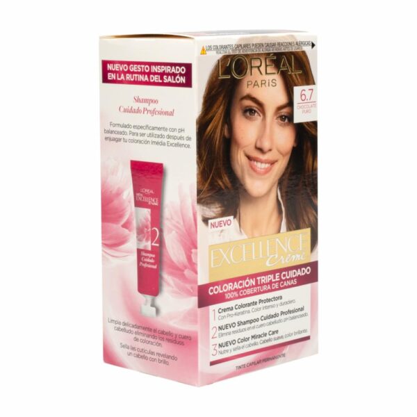 Tinte Para Cabello Tono 6.7 Chocolate Puro EXCELLENCE L´ORÉAL 1 Kit - Imagen 3