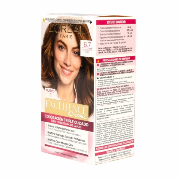 Tinte Para Cabello Tono 6.7 Chocolate Puro EXCELLENCE L´ORÉAL 1 Kit - Imagen 4