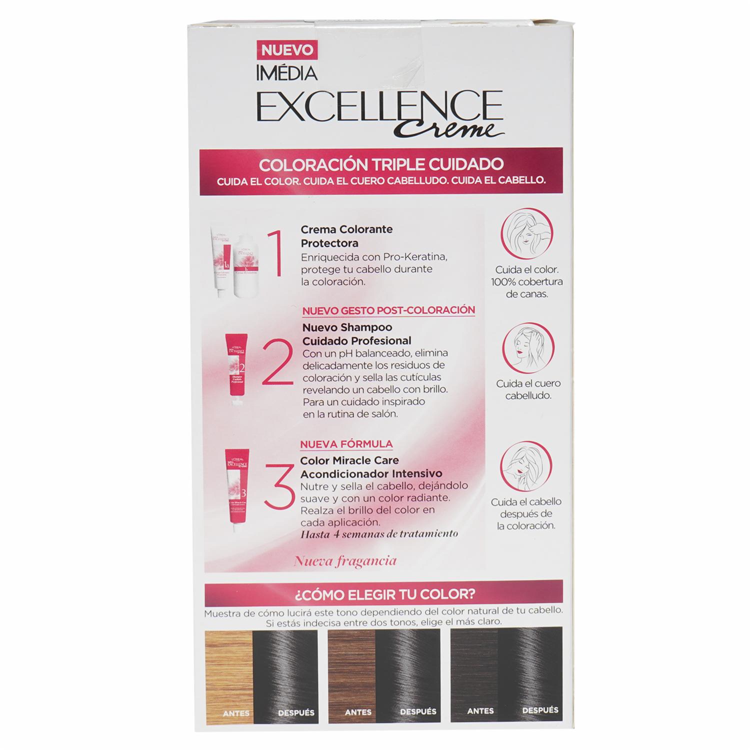 Tinte Para Cabello Tono 1 Negro EXCELLENCE L'ORÉAL PARIS 1 Kit - Imagen 2