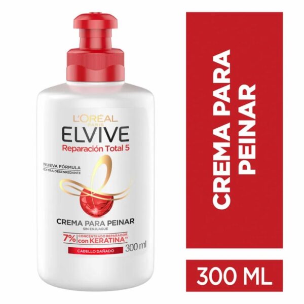 Crema Para Peinar Reparación Total 5 Para Cabello Dañado ELVIVE L´ORÉAL 300 Ml