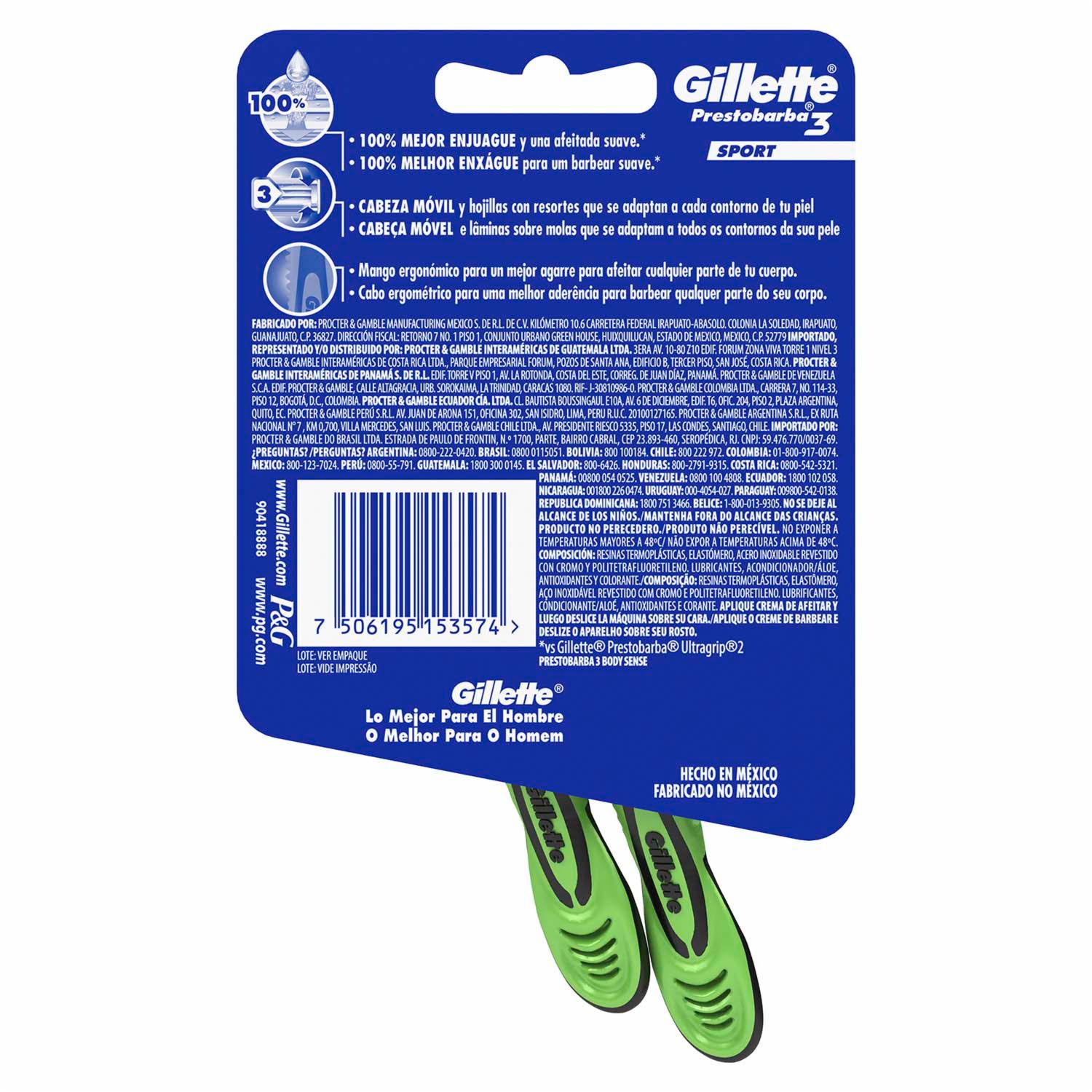 Afeitadora Desechable Caballero Prestobarba Bodysense GILLETTE 1 X 2 Uds - Imagen 2