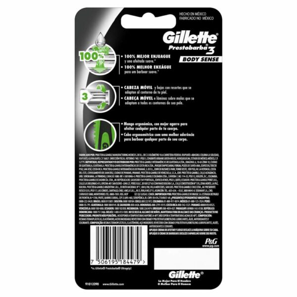 Afeitadora Desechable Caballero Prestobarba Bodysense GILLETTE 1 X 4 Uds - Imagen 2