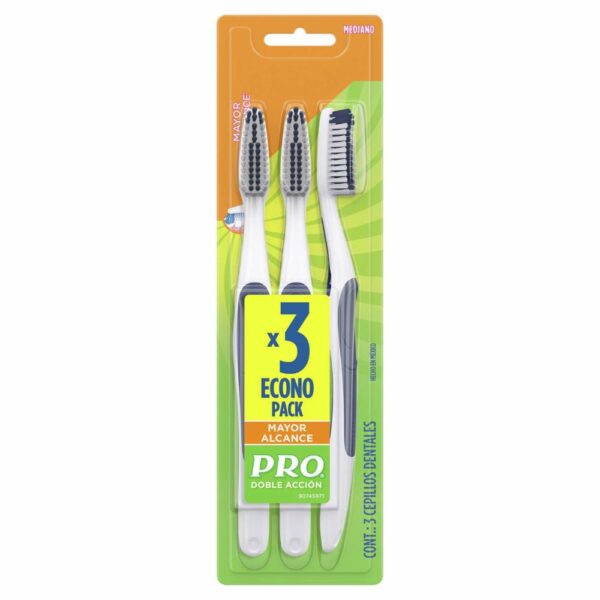 Cepillo Dental Acción Cerdas Medianas PRO 1x3 Unidades
