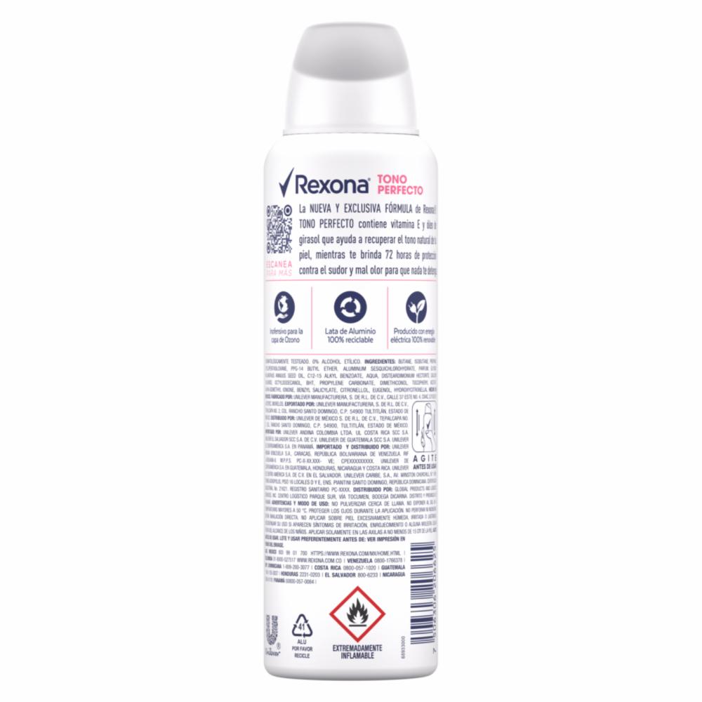 Desodorante En Aerosol Para Dama Tono Perfecto REXONA 150 Ml - Imagen 2
