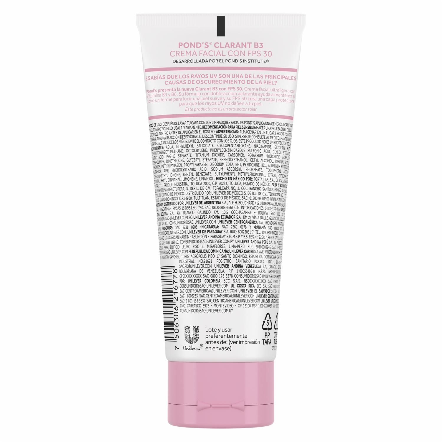Crema Facial Clarant B3 Con Factor De Protección Solar 30 POND'S 100 G - Imagen 2