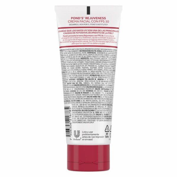 Crema Facial Rejuveness Con Factor De Protección Solar 30 POND`S 100 G - Imagen 2
