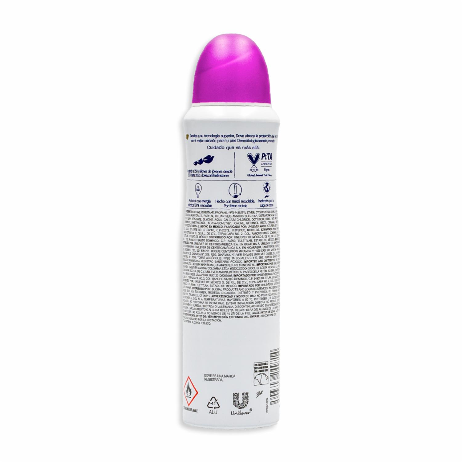 Desodorante En Aerosol Para Dama Fragancia Orquídea DOVE 150 Ml - Imagen 2