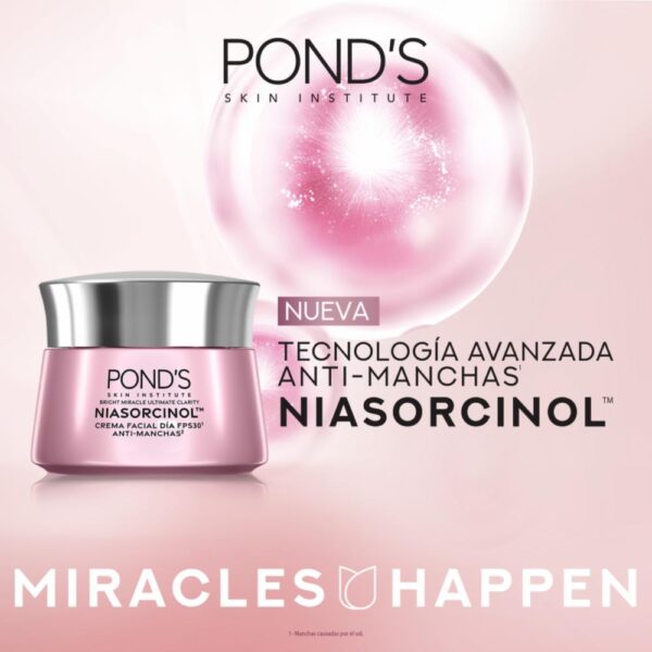 Crema De Día Bright Miracle Niasorcinol Anti-Manchas FPS 30 POND´S 50 G - Imagen 2