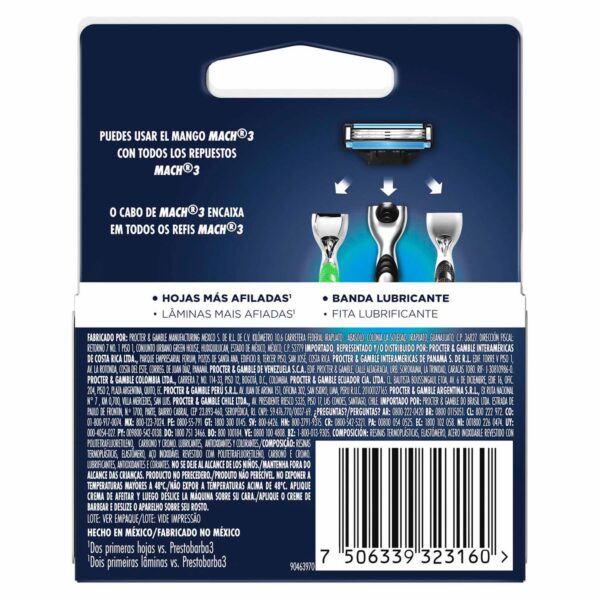 Repuesto Afeitadora Caballero Mach 3 GILLETTE X 3 Uds - Imagen 2
