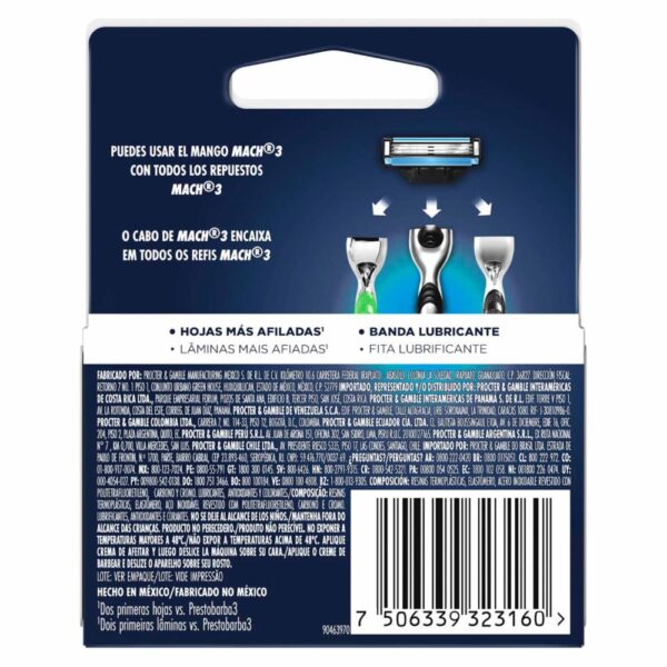 Repuesto Afeitadora Caballero Mach 3 GILLETTE X 3 Uds - Imagen 2
