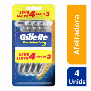Afeitadora Desechable Caballero Prestobarba 3 GILLETTE X 4 Uds