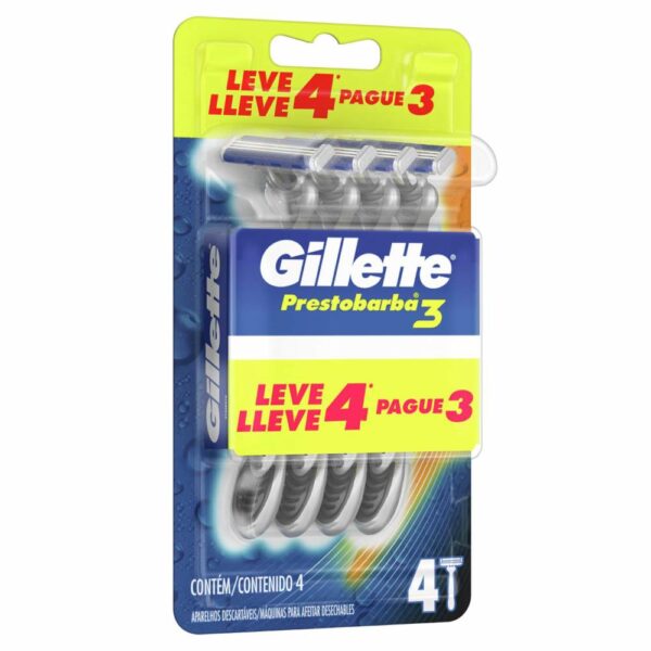 Afeitadora Desechable Caballero Prestobarba 3 GILLETTE X 4 Uds - Imagen 3