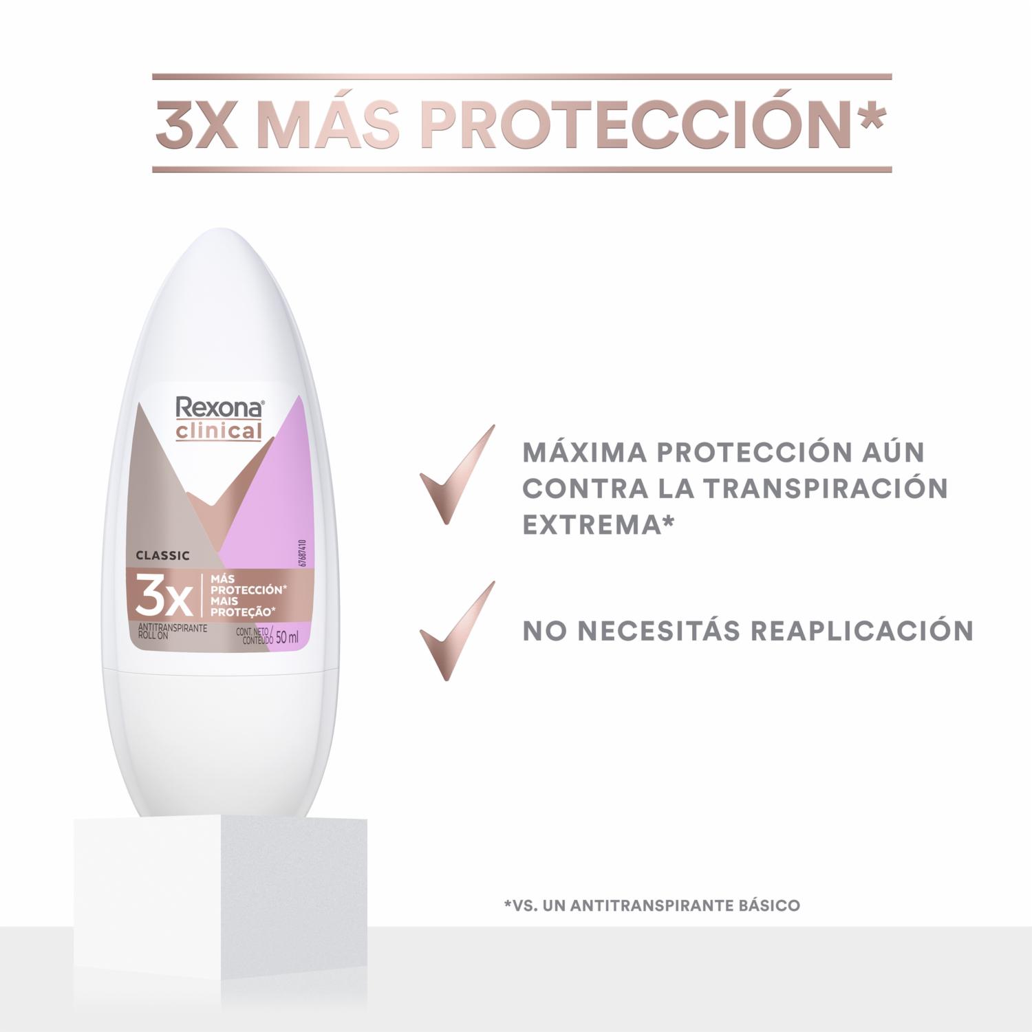 Desodorante Roll On Para Dama Clinical Expert Classic REXONA 50 Ml - Imagen 4