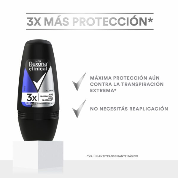 Desodorante Roll On Para Caballero Clínical Expert Clean REXONA 50 Ml - Imagen 5