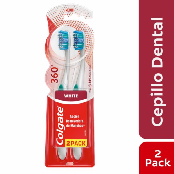 Cepillo Dental Luminouse White 360 Cerdas Medianas COLGATE X2 Uds