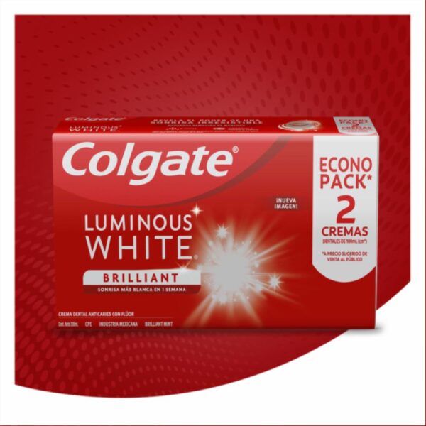Crema Dental Luminous White Brilliant White COLGATE Pack 2 X 75 Ml - Imagen 7