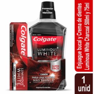 Kit Higiene Bucal Luminous White Carbón Crema Dental 75 Ml + Enjuague Bucal 500 Ml COLGATE 500Ml+75Ml