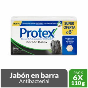 Jabón En Barra Carbón Activado Détox PROTEX 6 X 110 G