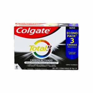Crema Dental Total 12 Carbón Activado Con Zinc COLGATE 3 X 75 Ml