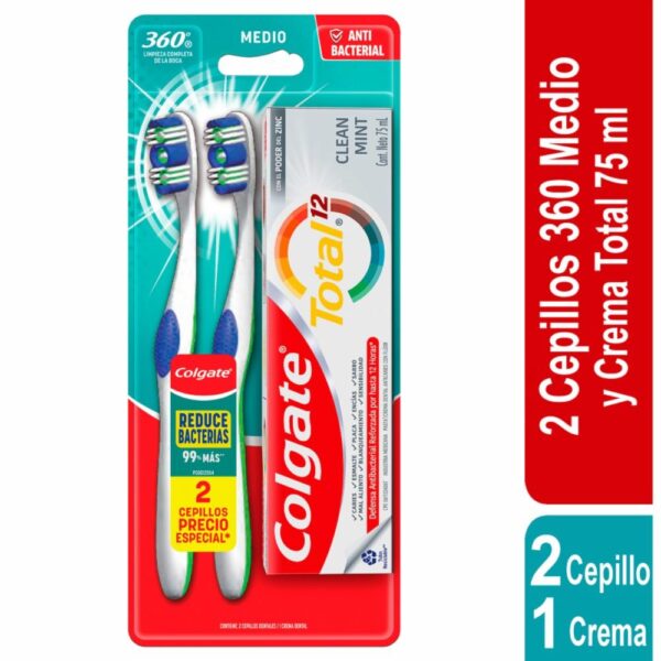 Kit Higiene Bucal 360 X2 + Pasta Dental Total 12 COLGATE X 3 Uds