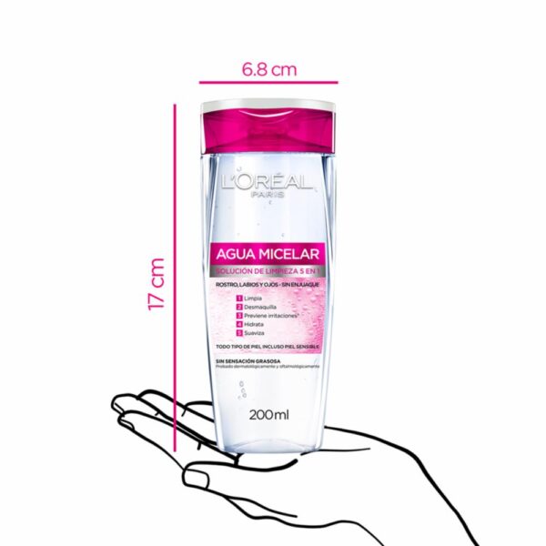 Agua Micelar 5 En 1 Para Todo Tipo De Pïel L´ORÉAL 200 Ml - Imagen 7