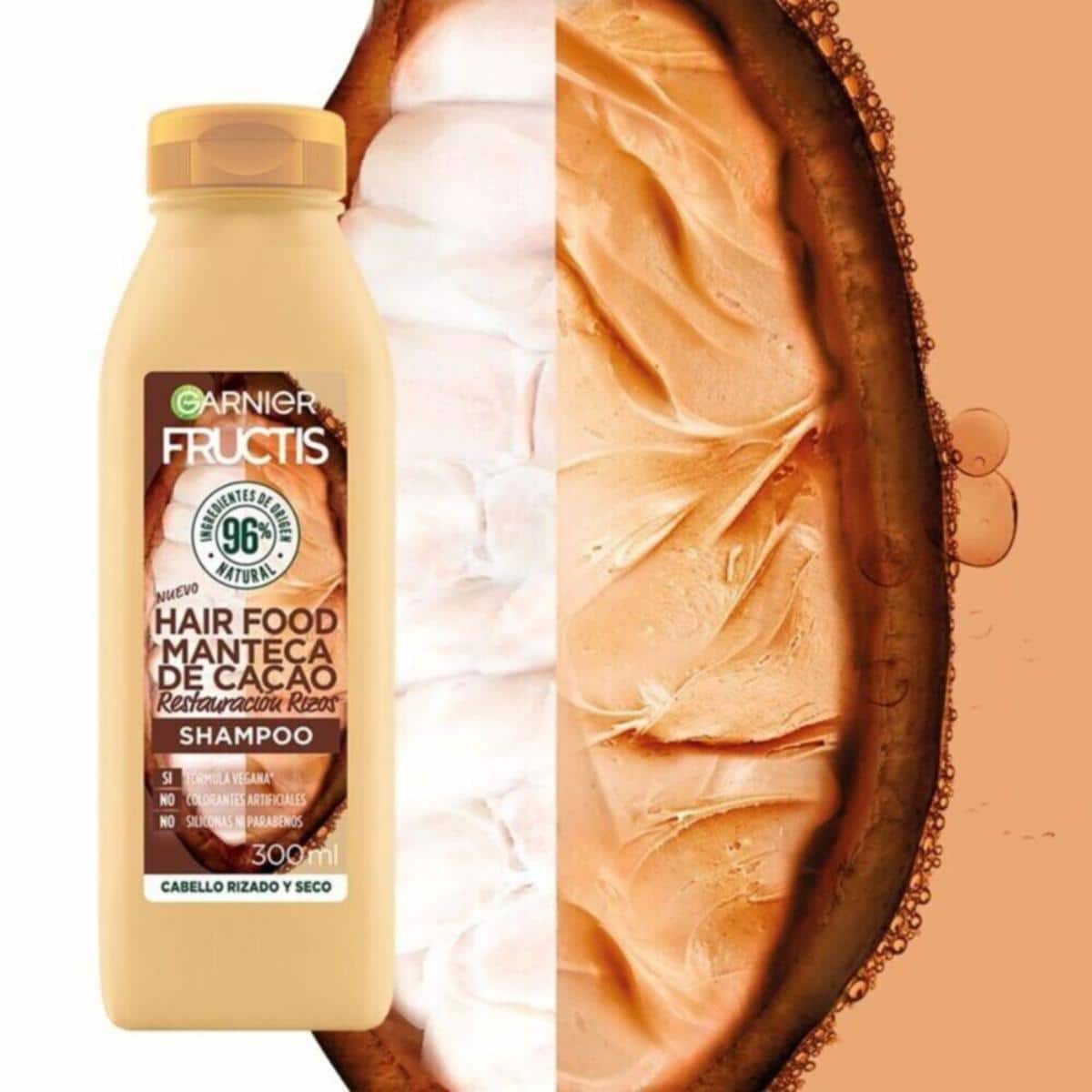 Shampoo Capilar Hair Food Manteca De Cacao Restauración Rizos GARNIER FRUCTIS 300 Ml - Imagen 3