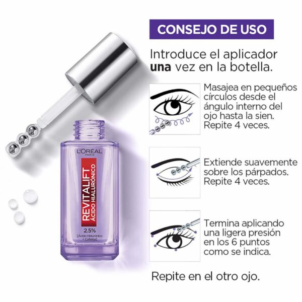 Sérum Para Contorno De Ojos Rellenador Con Ácido Hialurónico Revitalift L´ORÉAL 20 Ml - Imagen 5