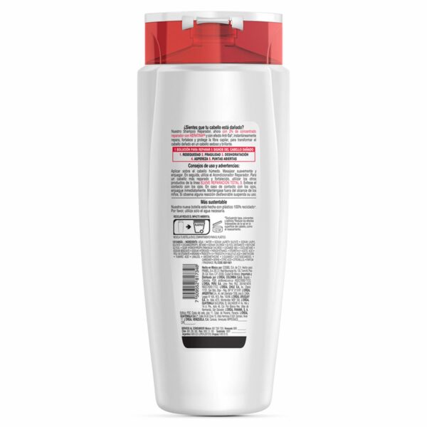 Shampoo Capilar Reparación Total 5 Para Cabello Dañado ELVIVE L´ORÉAL 680 Ml - Imagen 2
