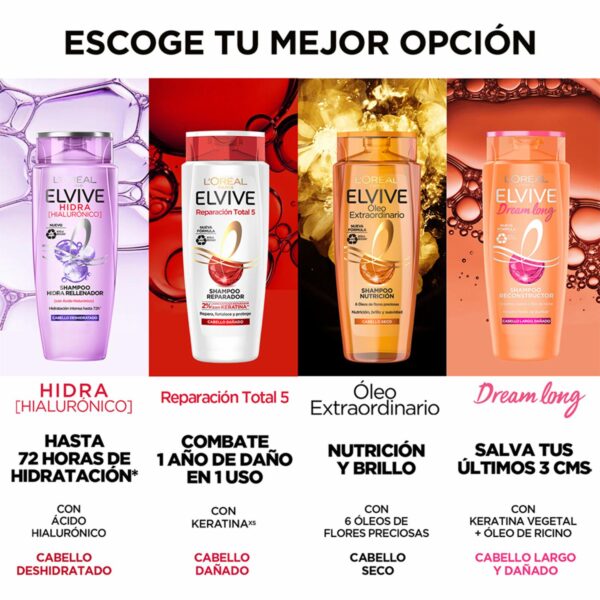 Shampoo Capilar Reparación Total 5 Para Cabello Dañado ELVIVE L´ORÉAL 680 Ml - Imagen 5
