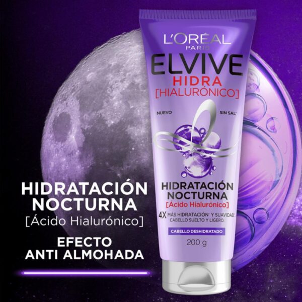 Mascarilla Capilar Hidra Hialurónico Hidratación Nocturna ELVIVE L´ORÉAL 200 G - Imagen 4