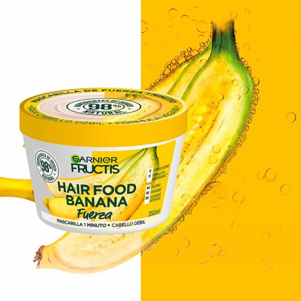 Mascarilla Capilar Hair Food Banana Fuerza 1 Minuto FRUCTIS GARNIER L´ORÉAL 350 G - Imagen 3