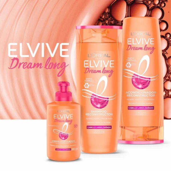 Crema Para Peinar Stop Tijeras Dream Long Para Cabello Largo Dañado ELVIVE L´ORÉAL 300 Ml - Imagen 4