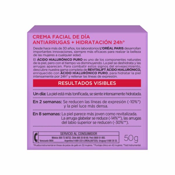Crema Facial De Día Hidratante Rellenador Con Ácido Hialurónico Fps 20 Revitalift L´ORÉAL 50 Ml - Imagen 9